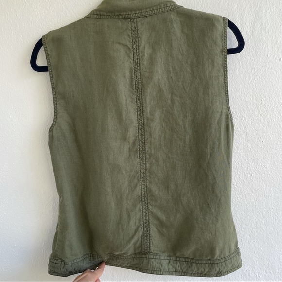 Michael Stars Camo Green Linen Vest, size S - Picture 2 of 6